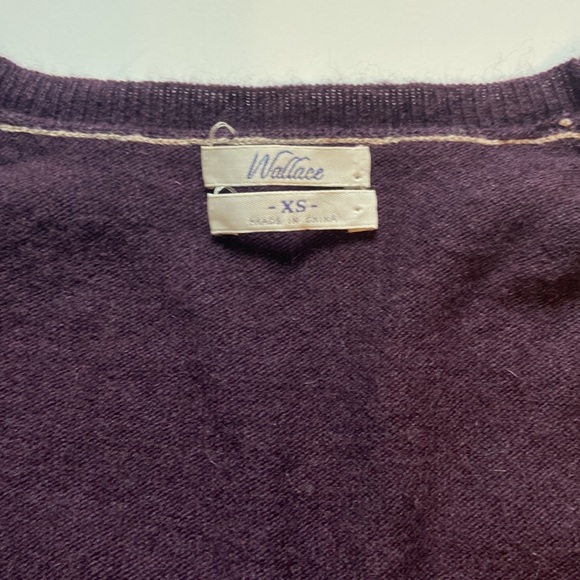 Wallace Eggplant/purple V-Neck Cashmere/wool Blend Sweater, Sz XS - Picture 2 of 6